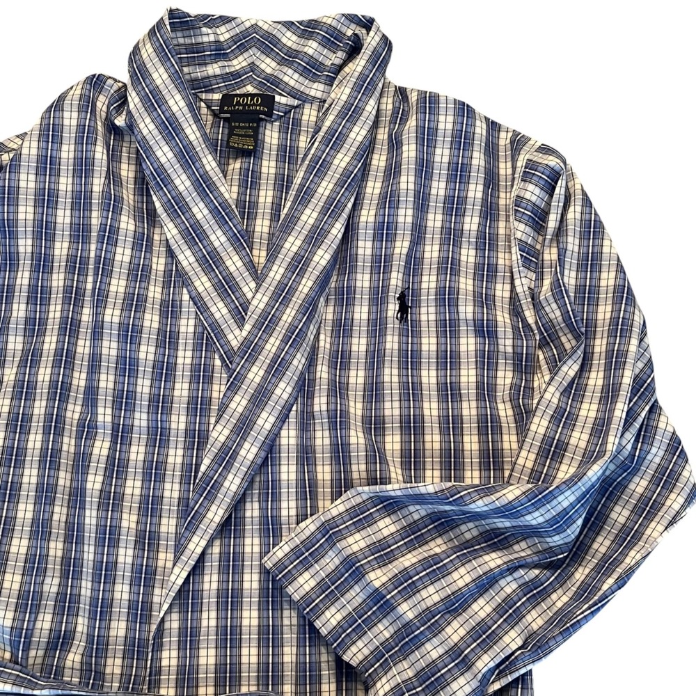 Polo Ralph‎ Lauren 100% Cotton Lightweight Belted Mens S/M Blue Plaid